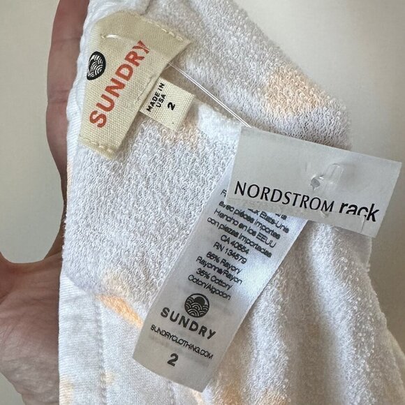 NWT Sundry Drawstring Waist Terry Sweat Shorts White Orange Cream Tie Dye - 2(M) - Picture 5 of 9